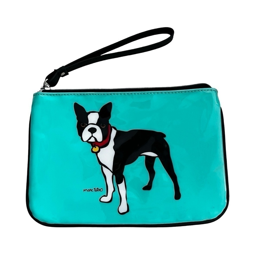 MARC TETRO Bulldog Green Wristlet Zippered Pouch